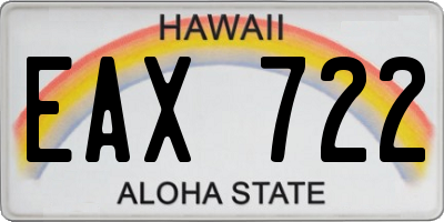 HI license plate EAX722