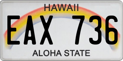 HI license plate EAX736