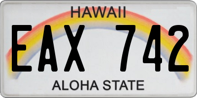 HI license plate EAX742