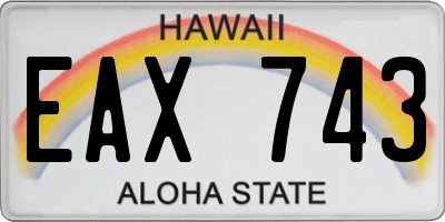 HI license plate EAX743
