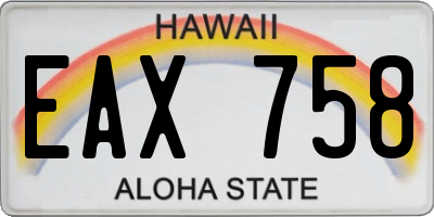 HI license plate EAX758