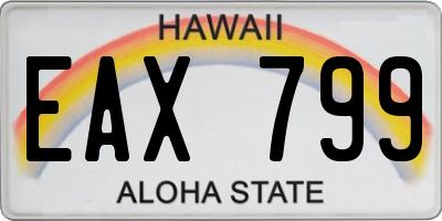 HI license plate EAX799