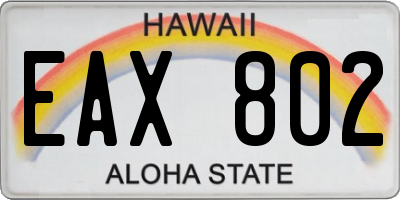 HI license plate EAX802