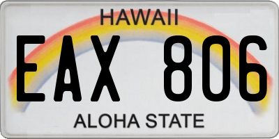 HI license plate EAX806