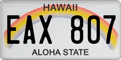 HI license plate EAX807