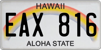 HI license plate EAX816