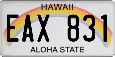 HI license plate EAX831