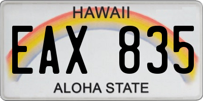 HI license plate EAX835