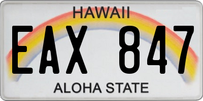 HI license plate EAX847