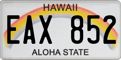 HI license plate EAX852