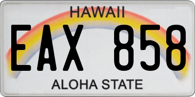 HI license plate EAX858