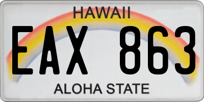 HI license plate EAX863