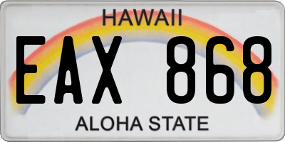 HI license plate EAX868