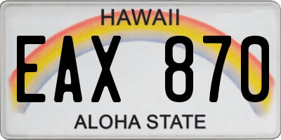 HI license plate EAX870