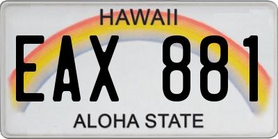 HI license plate EAX881