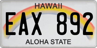 HI license plate EAX892