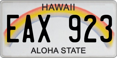 HI license plate EAX923