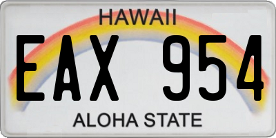 HI license plate EAX954