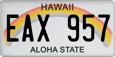 HI license plate EAX957