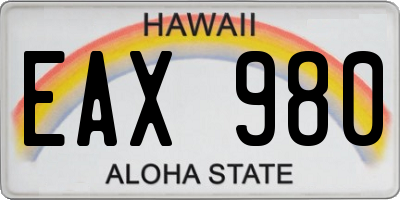 HI license plate EAX980