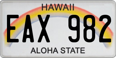 HI license plate EAX982