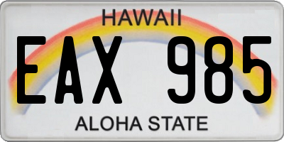 HI license plate EAX985