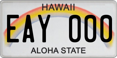 HI license plate EAY000