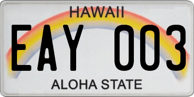 HI license plate EAY003