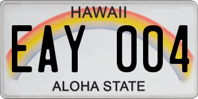 HI license plate EAY004