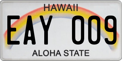 HI license plate EAY009