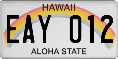 HI license plate EAY012