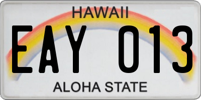 HI license plate EAY013