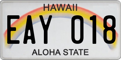 HI license plate EAY018