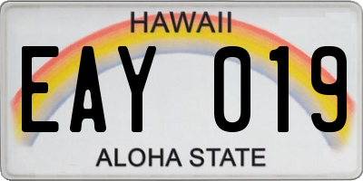 HI license plate EAY019