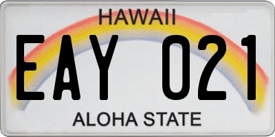 HI license plate EAY021