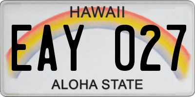 HI license plate EAY027