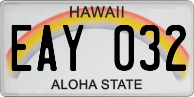 HI license plate EAY032
