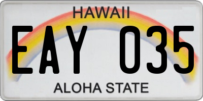 HI license plate EAY035