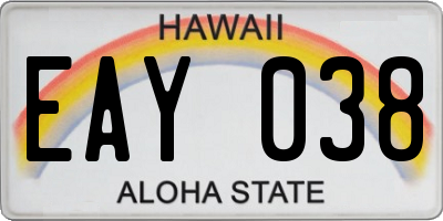 HI license plate EAY038