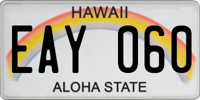 HI license plate EAY060