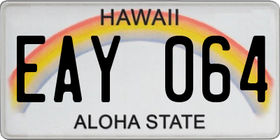 HI license plate EAY064