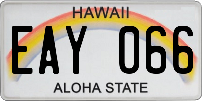 HI license plate EAY066