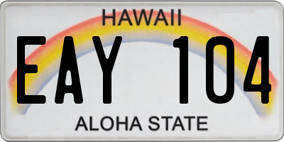 HI license plate EAY104