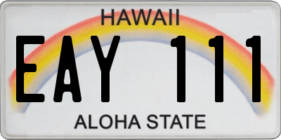 HI license plate EAY111