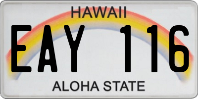 HI license plate EAY116