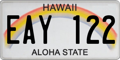 HI license plate EAY122