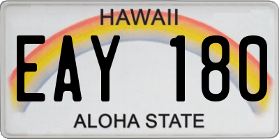 HI license plate EAY180