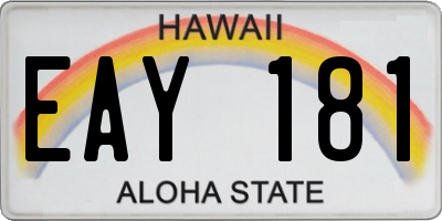 HI license plate EAY181
