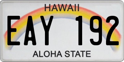 HI license plate EAY192