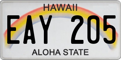 HI license plate EAY205